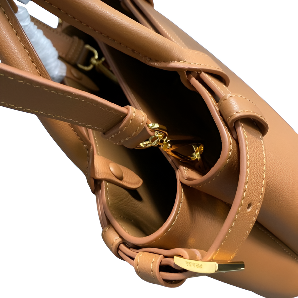 Prada Tan Leather Handbag with Crossbody Strap