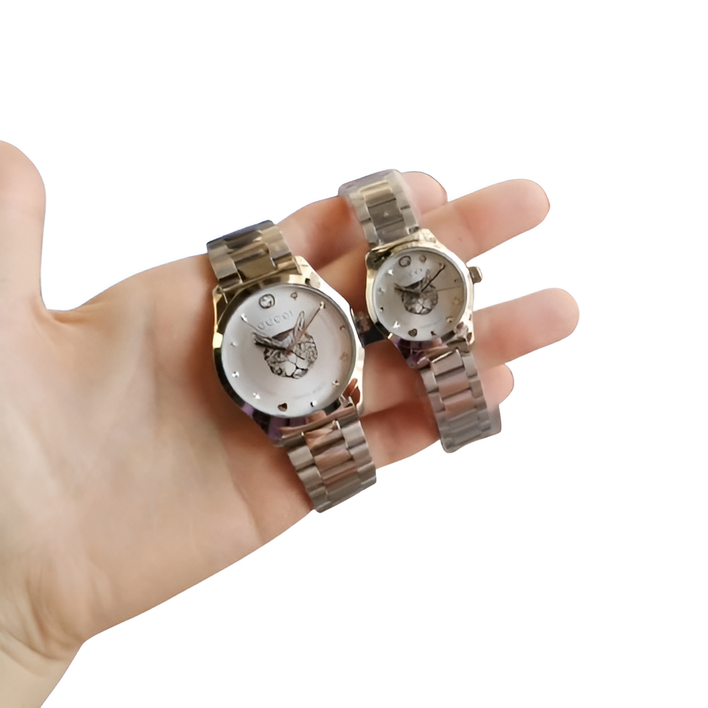 Hermes Butterfly Dial Watch Set - Silver Tone Matching Duo