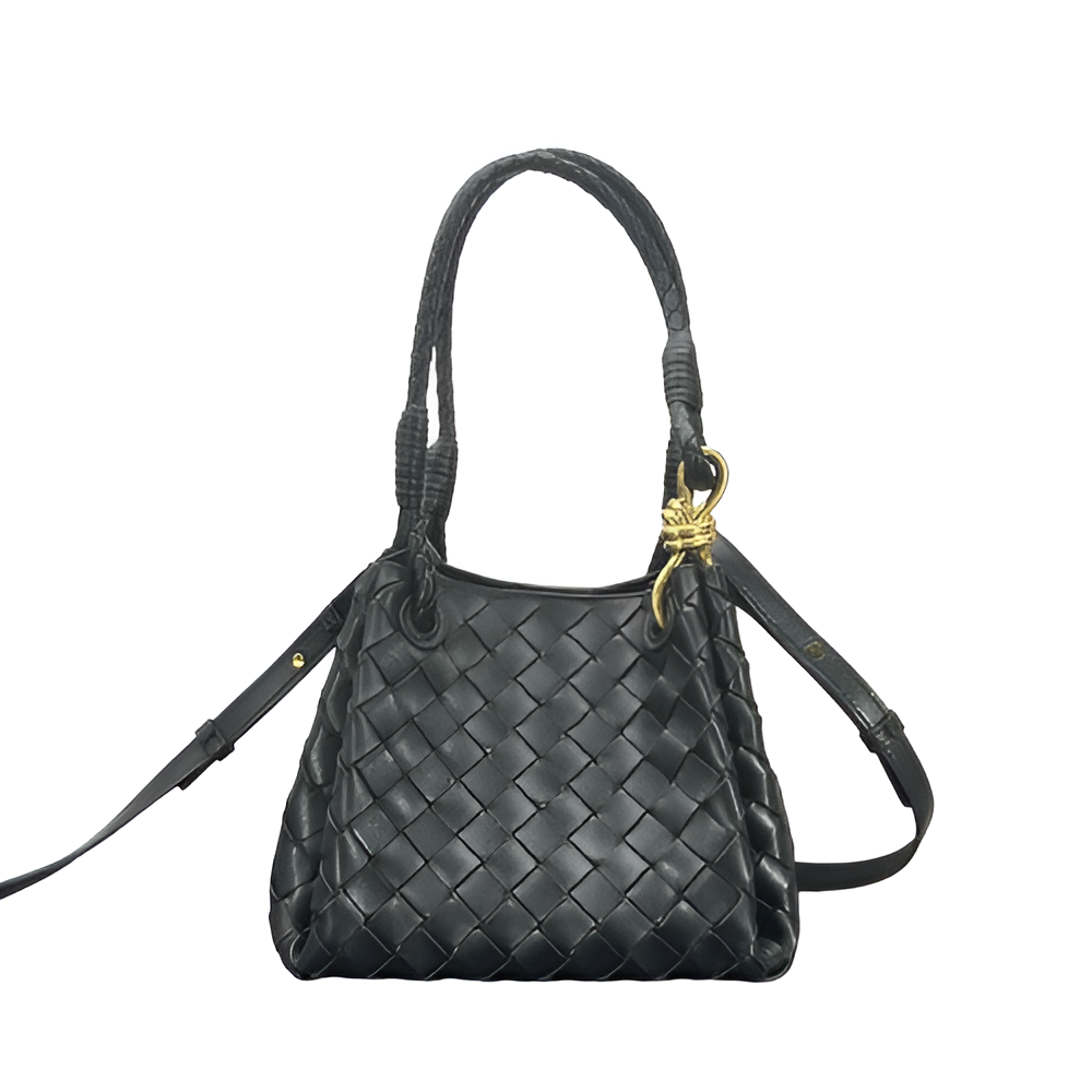 Bottega Black Woven Leather Bag