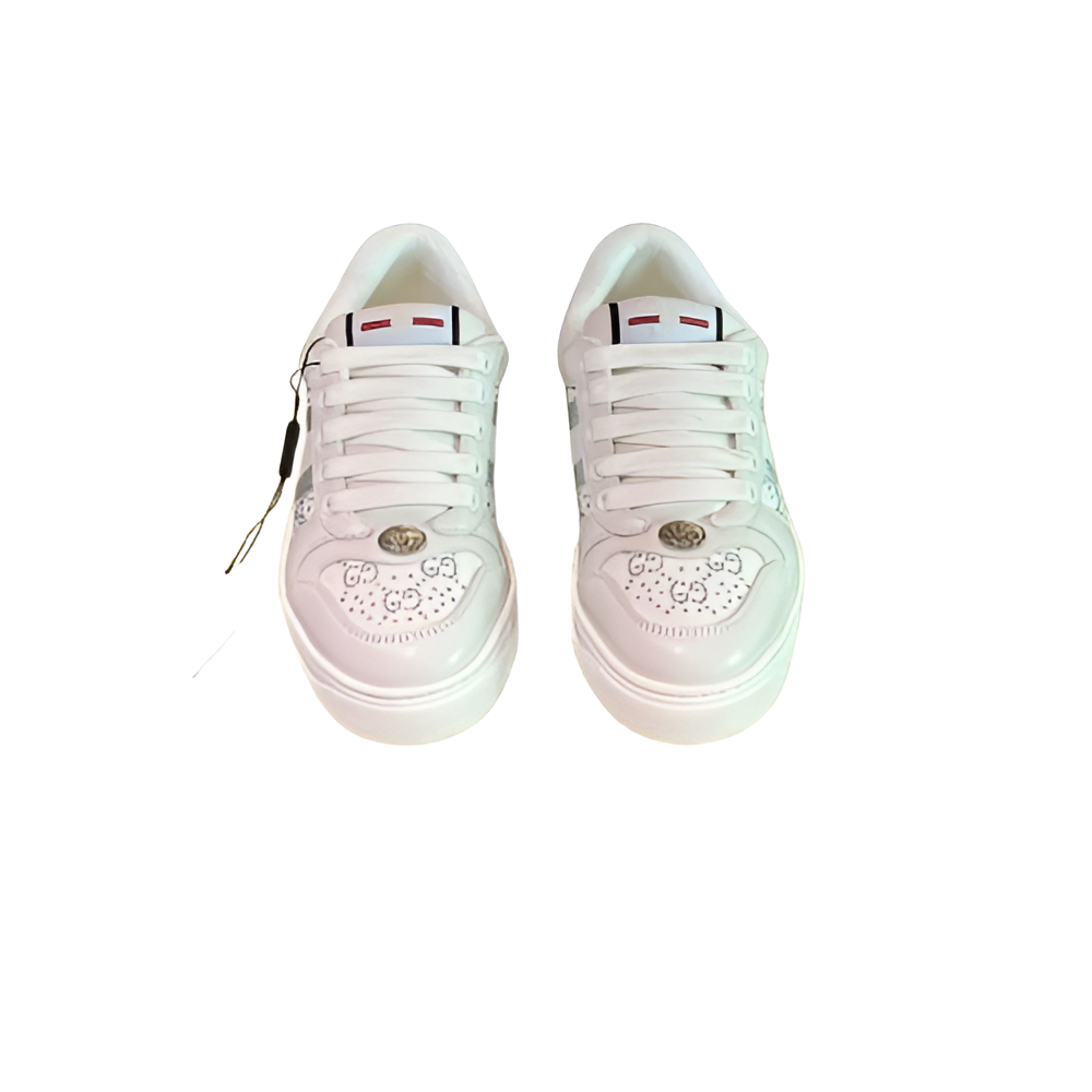 LV Men's White Sneakers with Embossed Logo