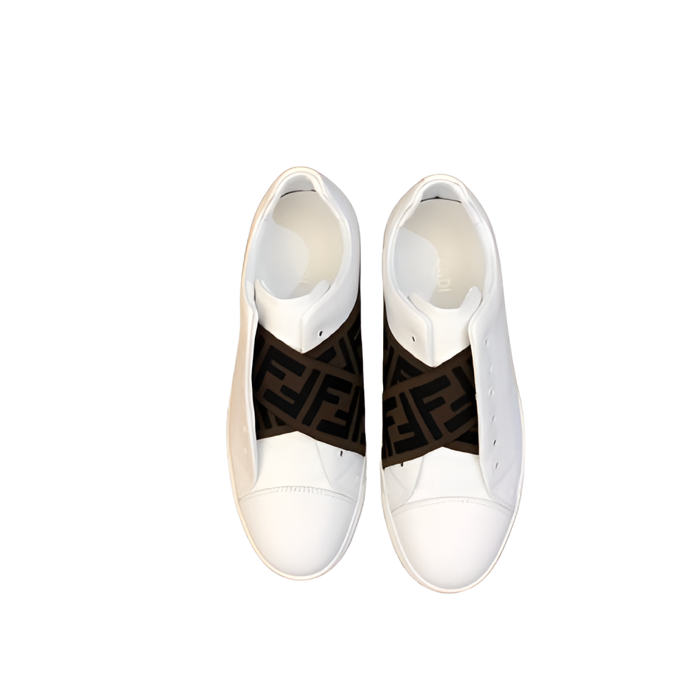 Fendi White Men's Sneakers with Signature Logo Strap