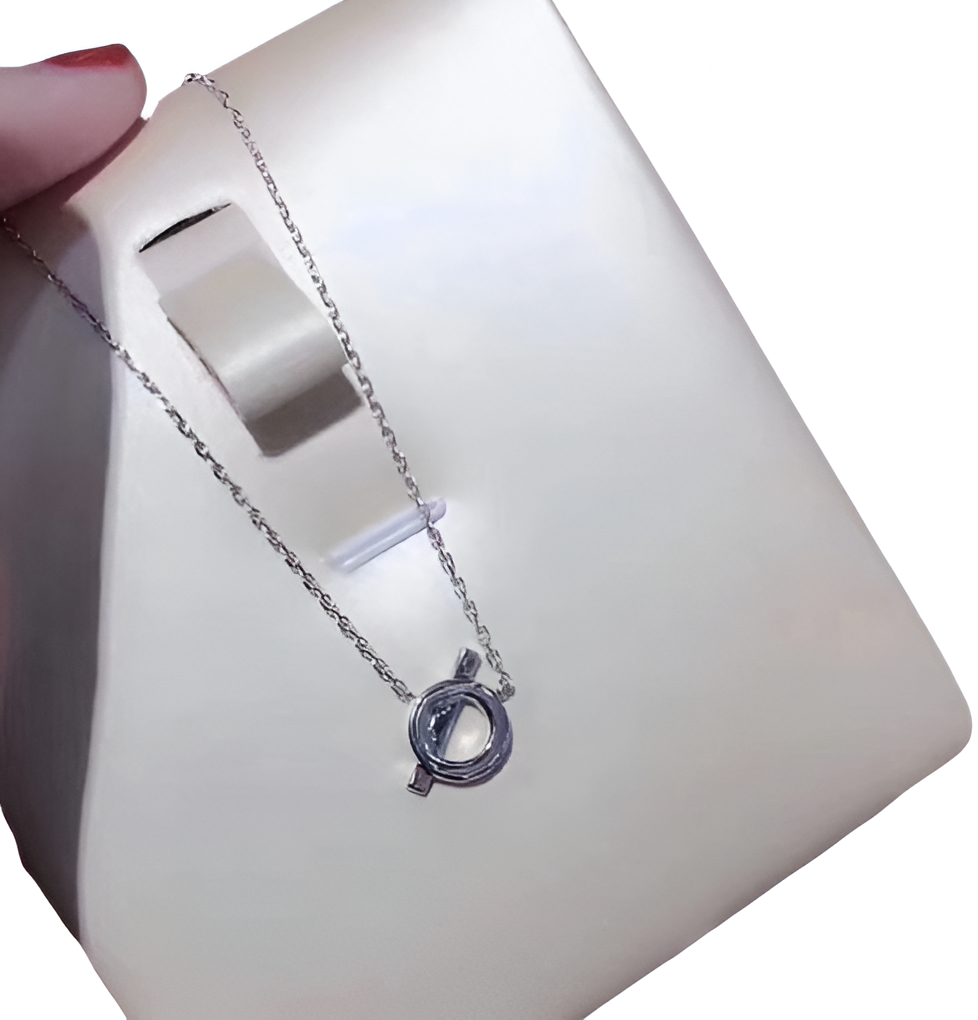 HERMES Silver Toggle Pendant Necklace
