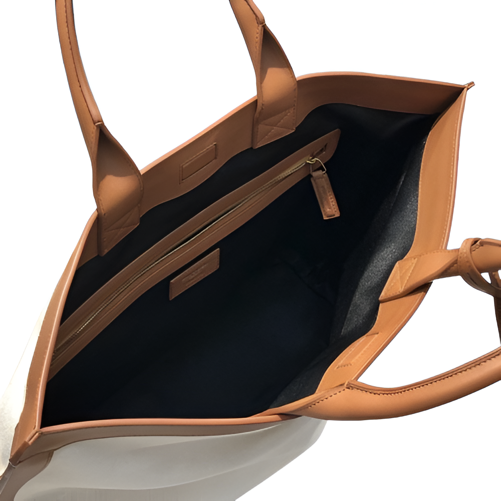 YSL Brown and White Canvas Tote Bag