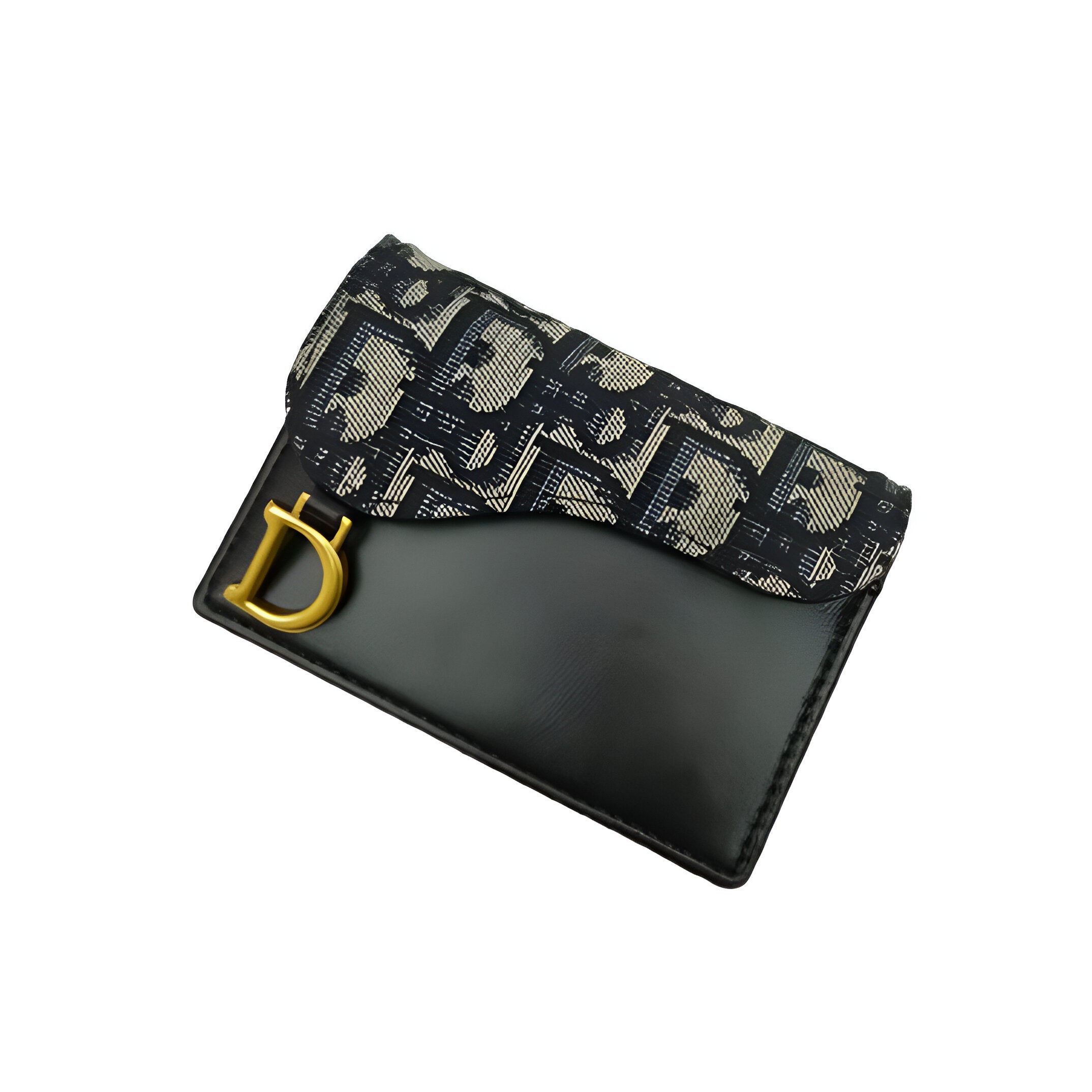DIOR Black Monogram Saddle Card Holder