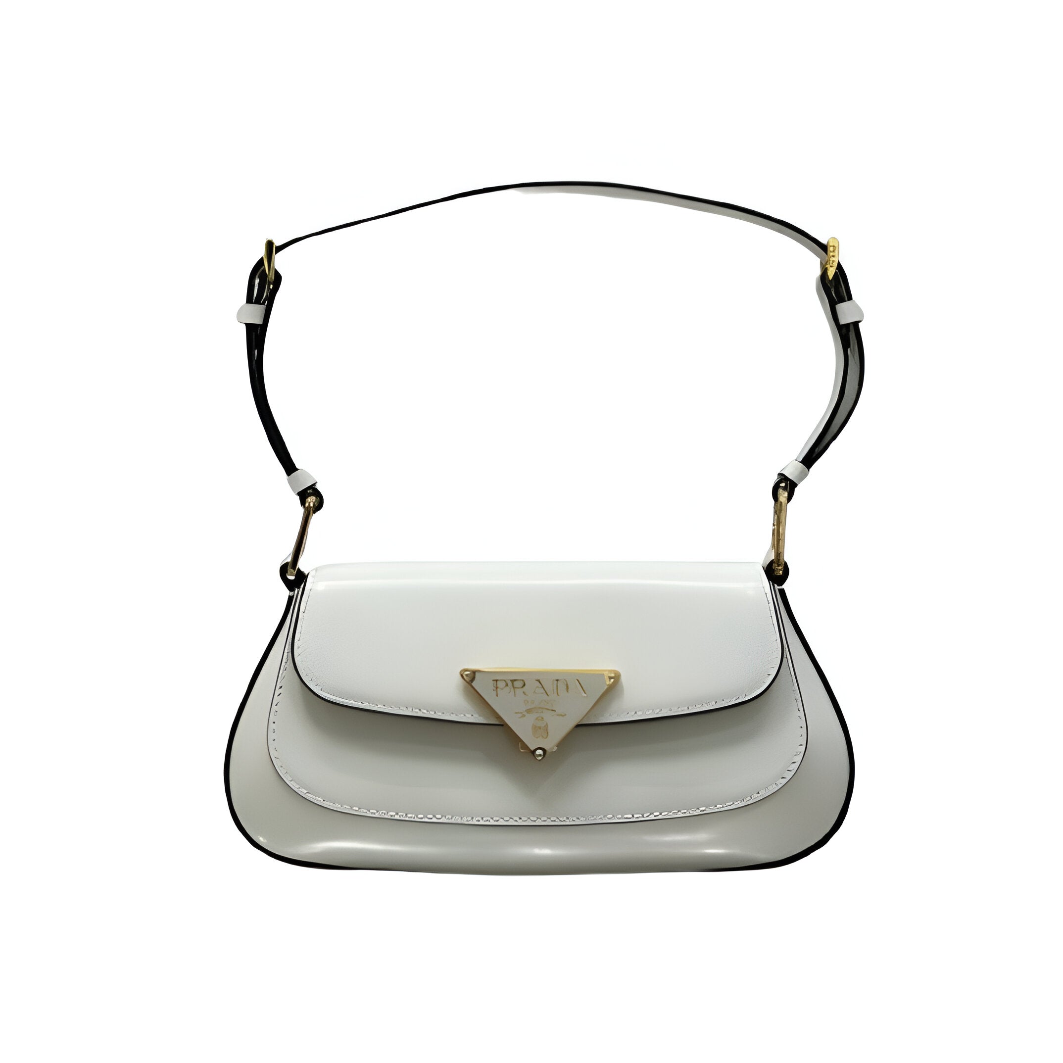 Prada White Patent Leather Shoulder Bag
