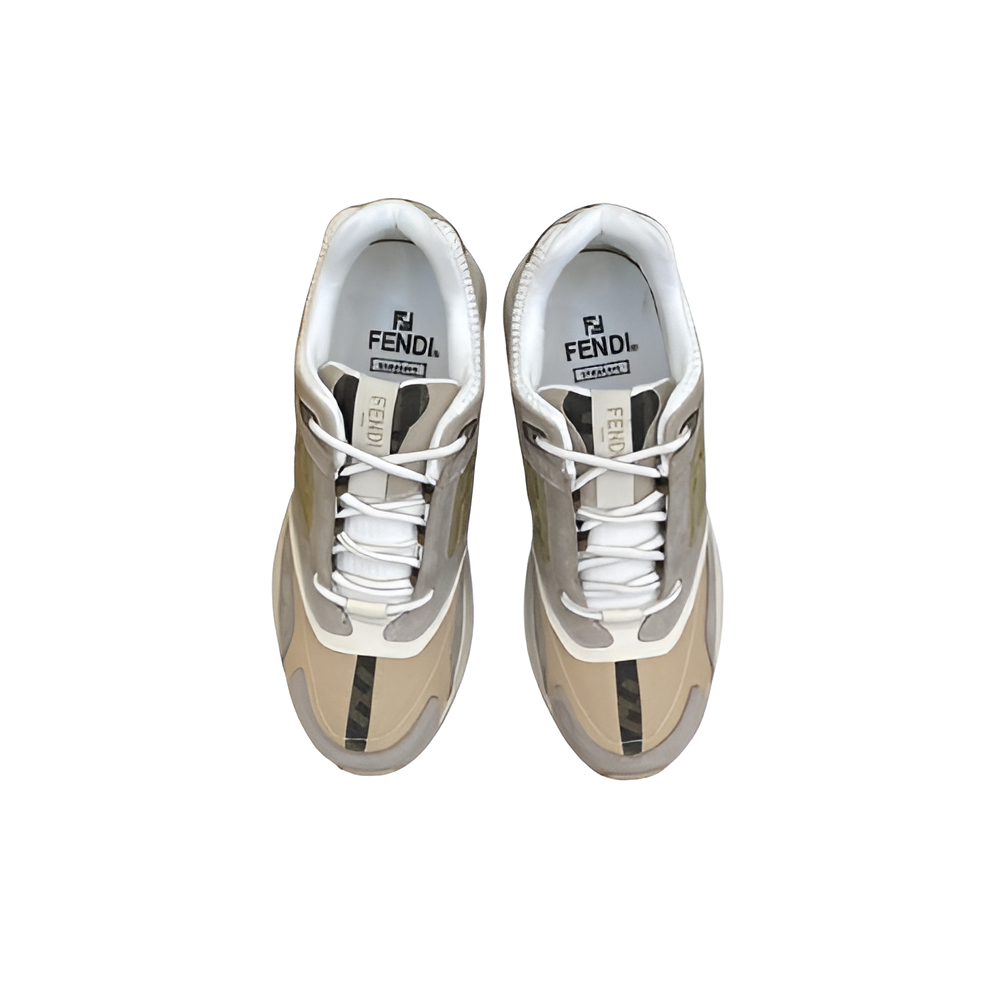 Fendi Men's Beige & White Athletic Sneakers