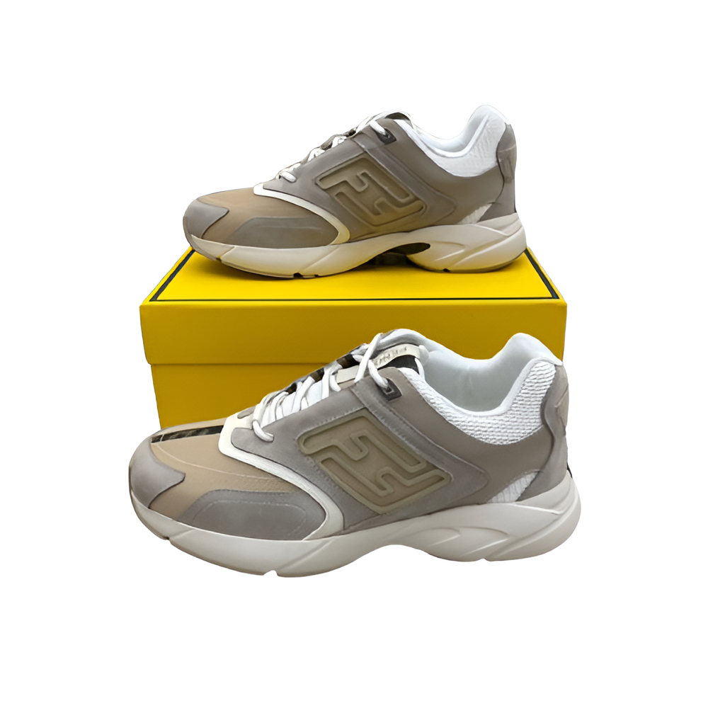 Fendi Men's Beige & White Athletic Sneakers