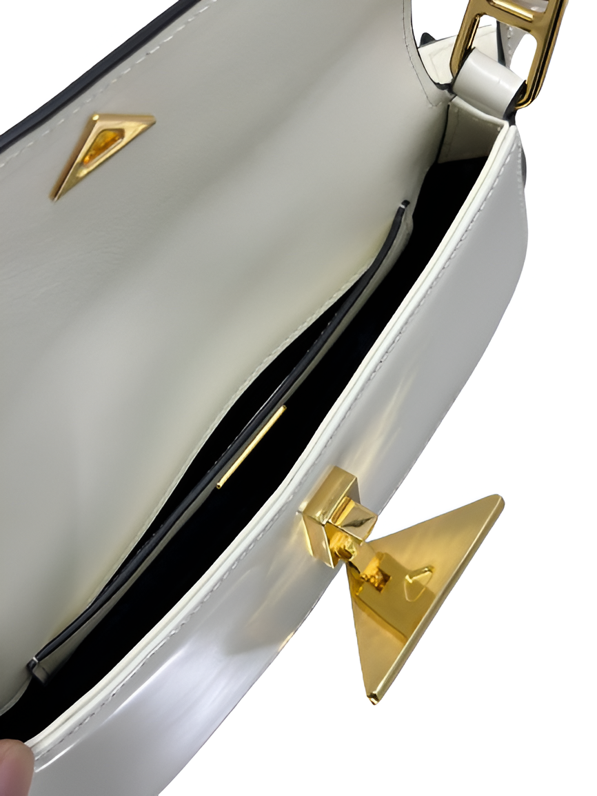 Prada White Patent Leather Shoulder Bag