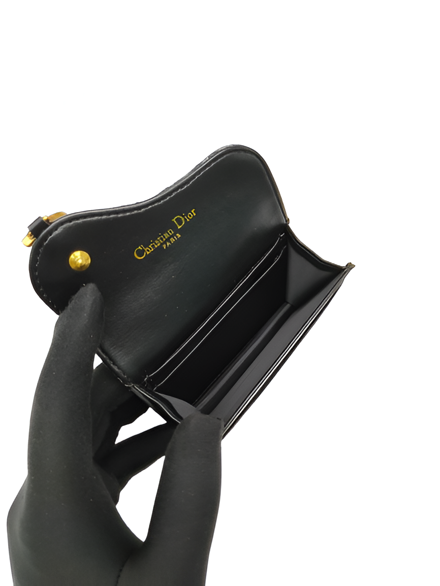 DIOR Black Monogram Saddle Card Holder