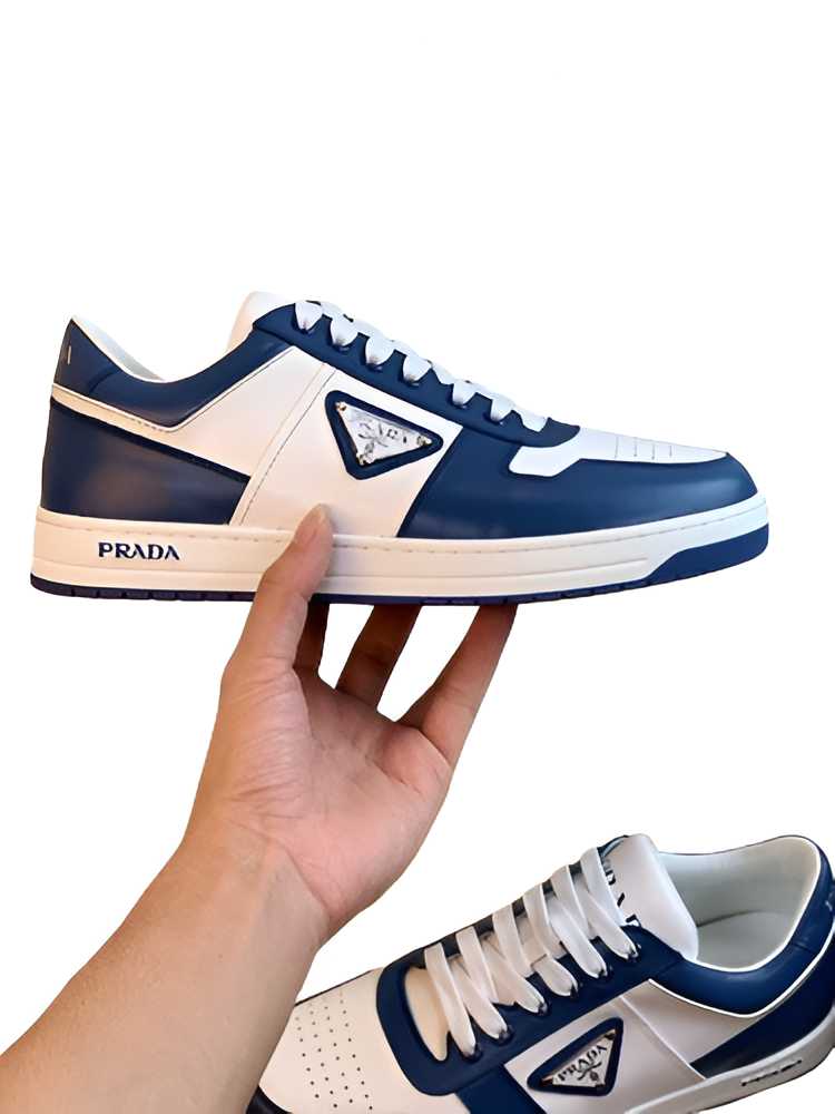 PRADA Men's Blue-White Low-Top Sneakers