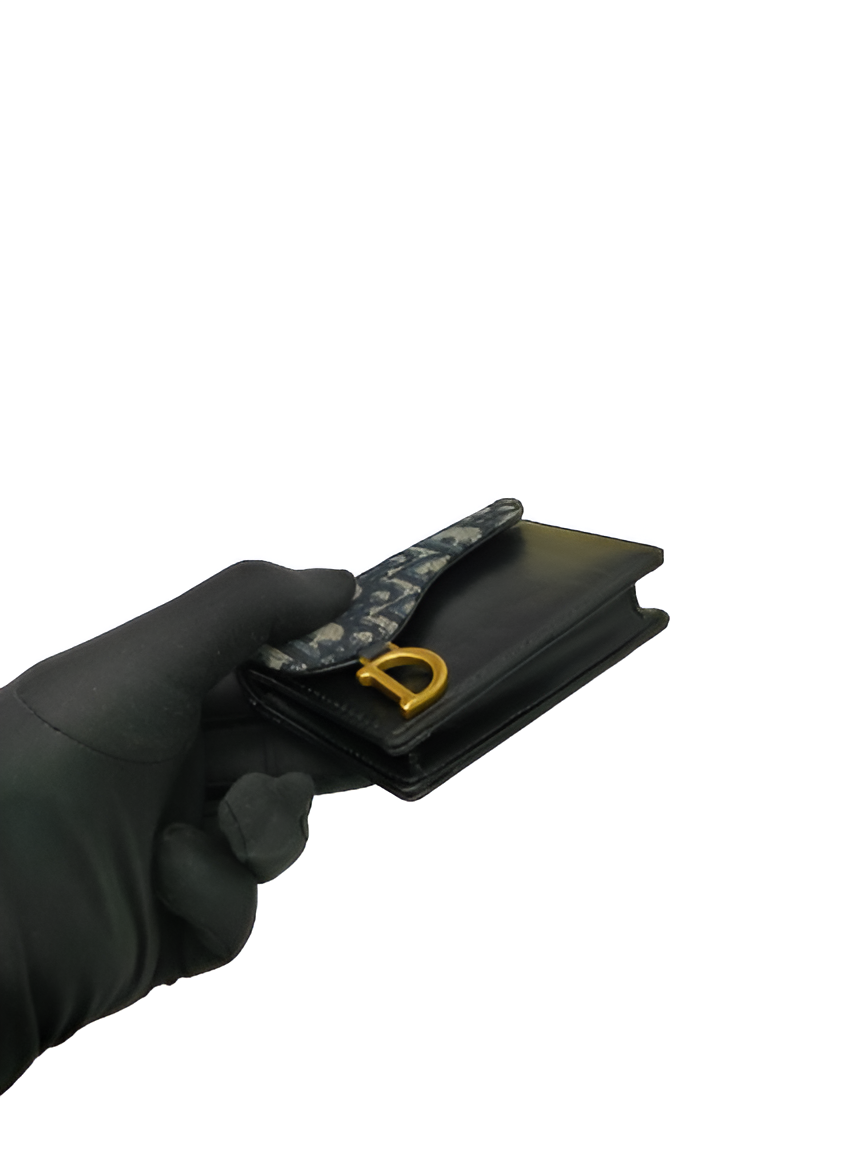 DIOR Black Monogram Saddle Card Holder