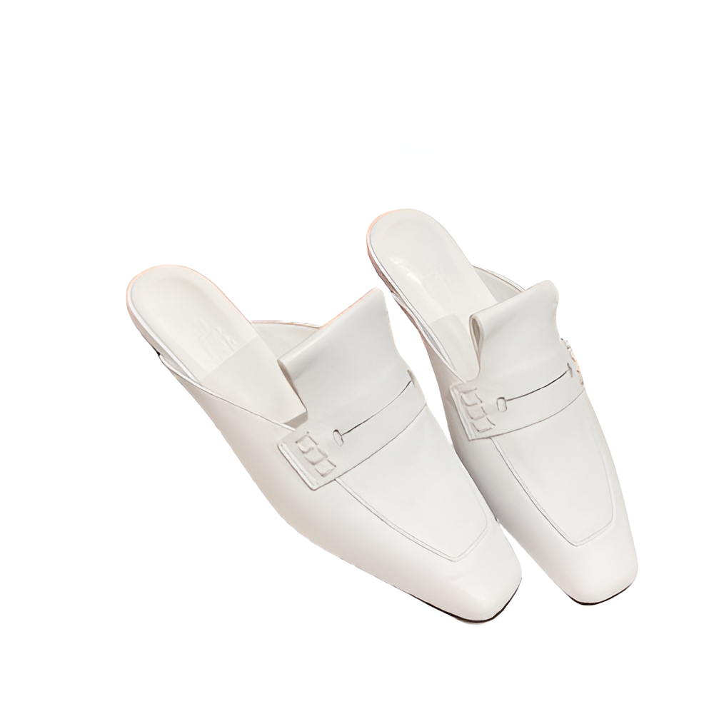 Hermes Women's White Leather Loafers