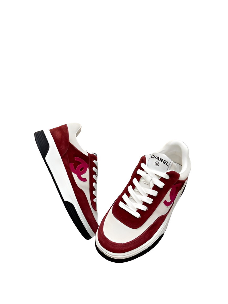 CHANEL Men's Red Accent Sneakers