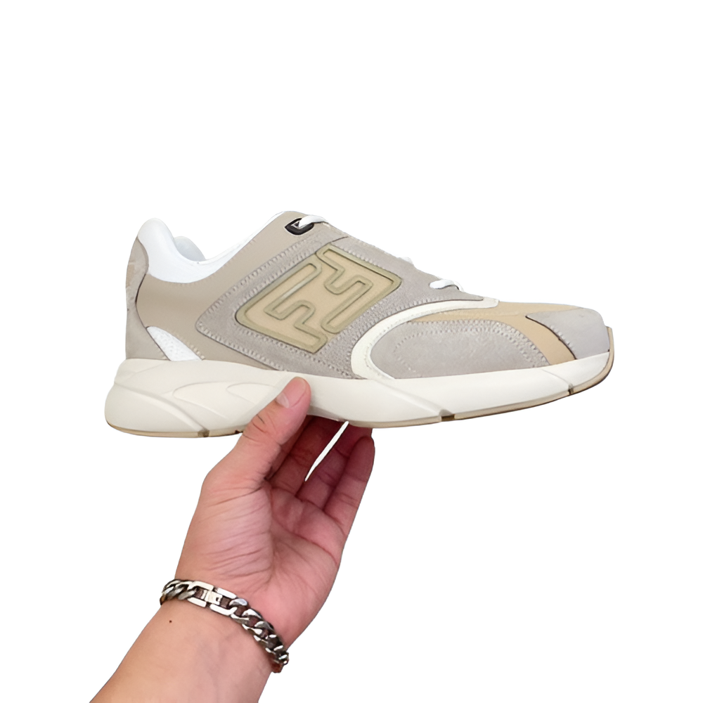 Fendi Men's Beige & White Athletic Sneakers
