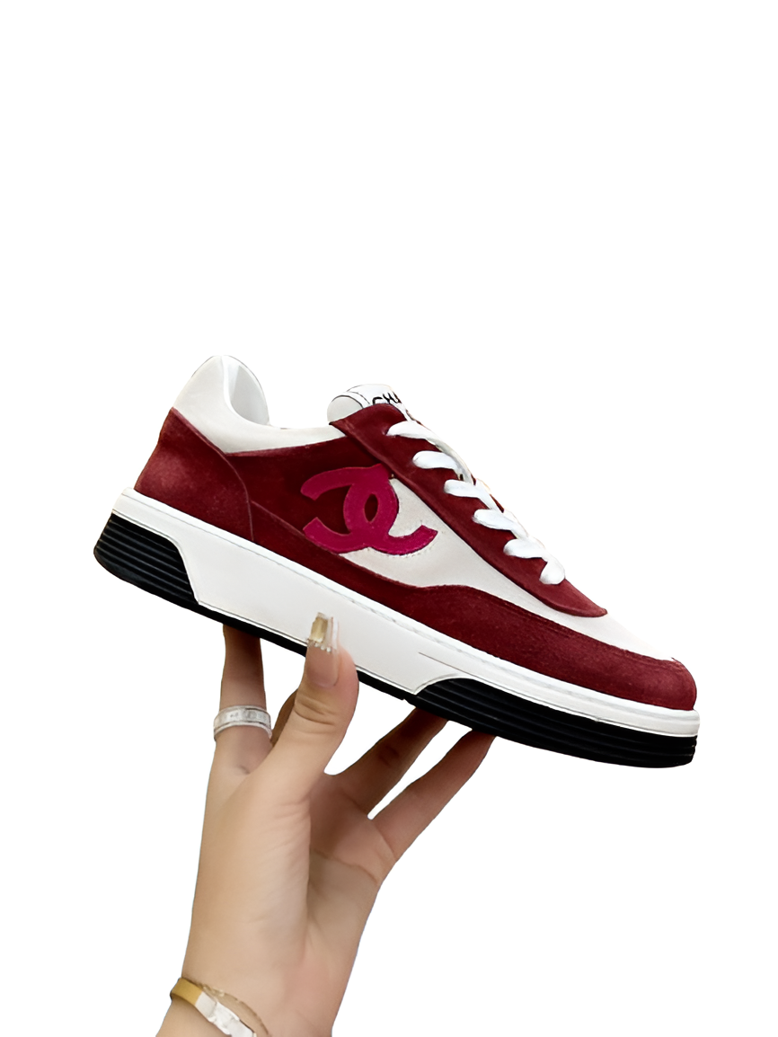 CHANEL Men's Red Accent Sneakers