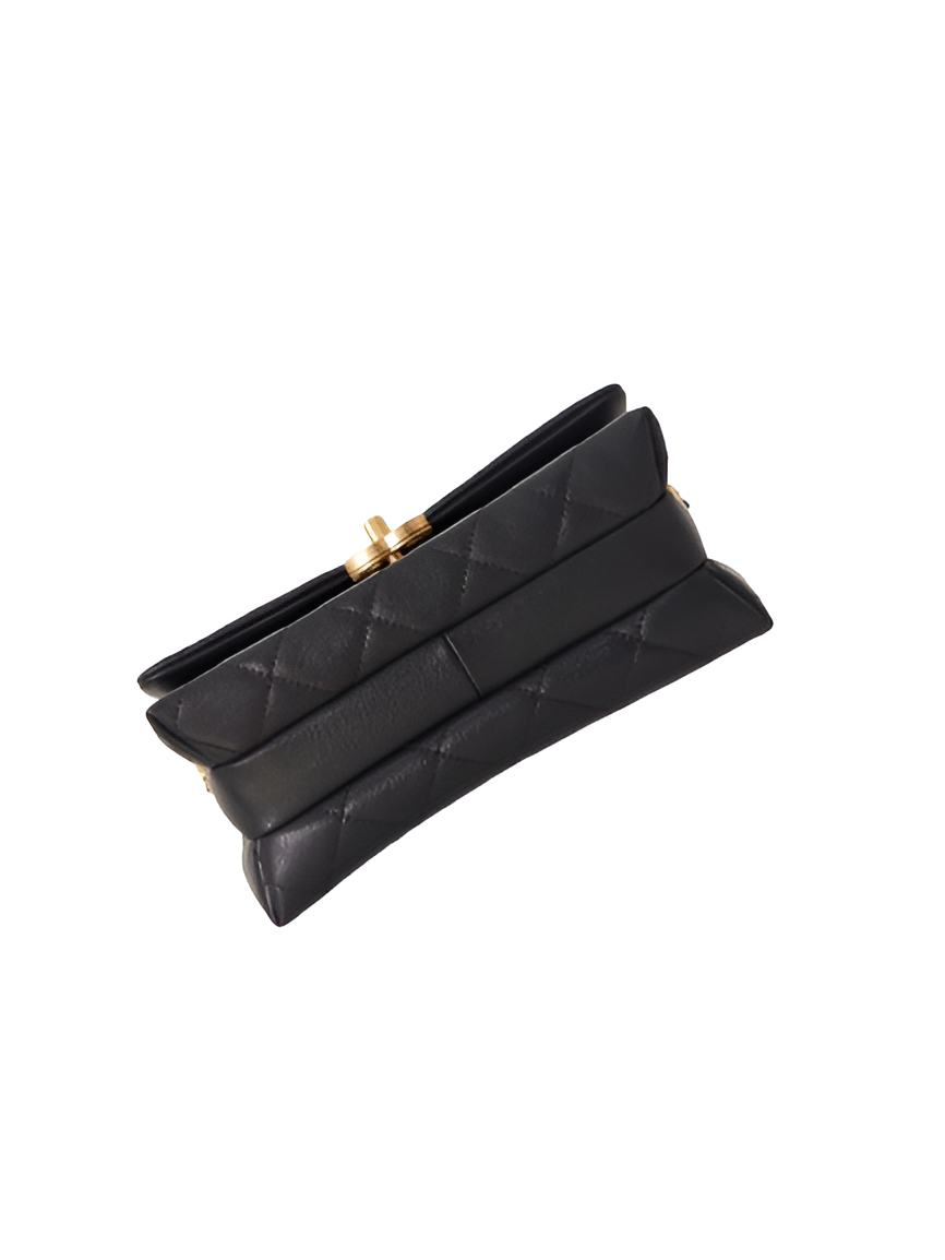 Chanel-Inspired Black Quilted Classic Bag with Gold Chain
