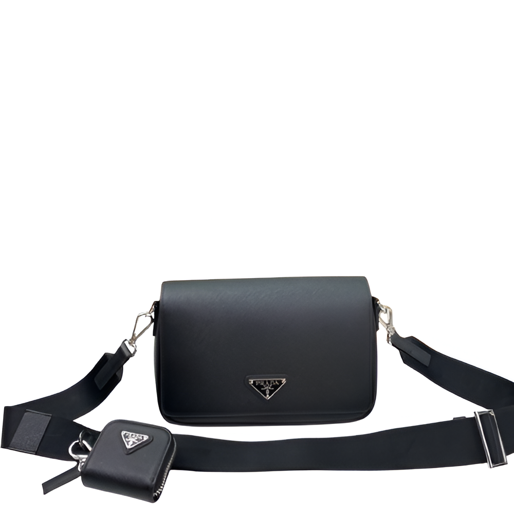 Prada Black Leather Crossbody Bag with Pouch