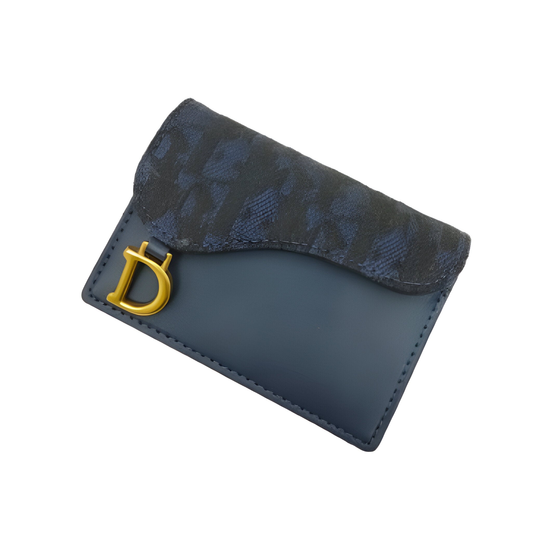 DIOR Navy Monogram Saddle Card Holder