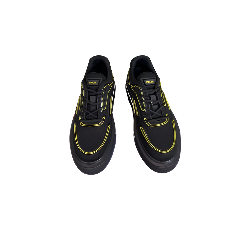 PRADA Men's Black-Yellow Neon Sneakers