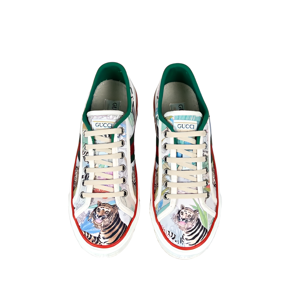 GUCCI Men's Tiger-Print Sneakers