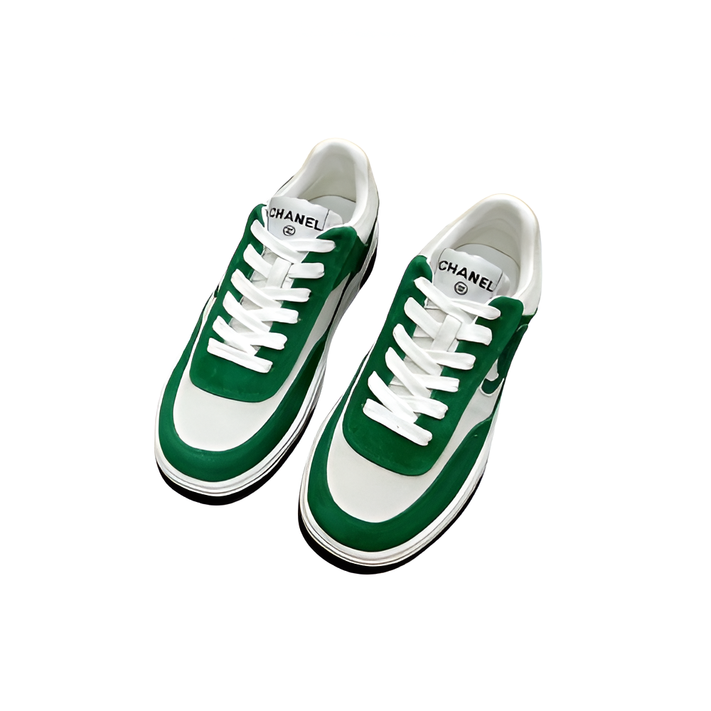 CHANEL Men's Green Accent Sneakers