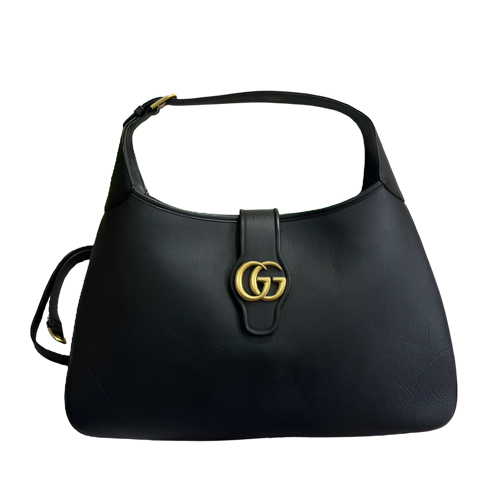 GUCCI GG Black Leather Shoulder Bag