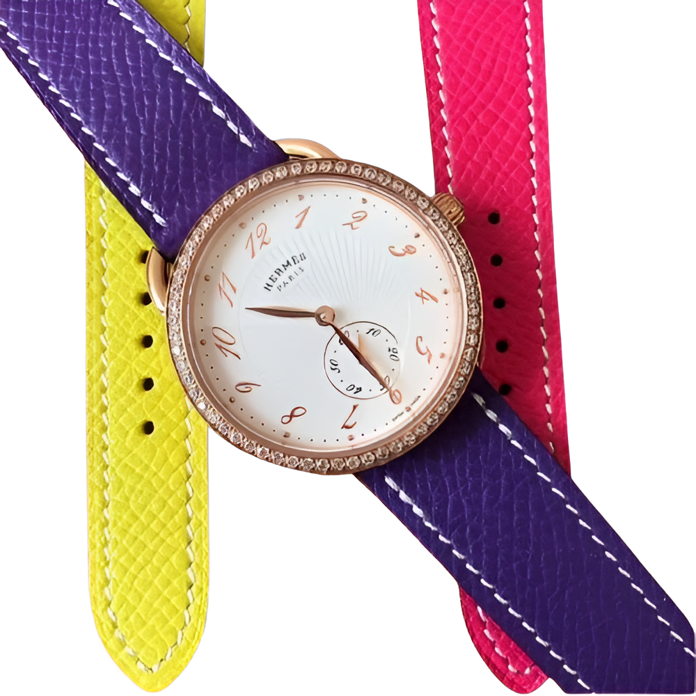 HERMÈS Multicolor Leather & Rose Gold Ladies Watch