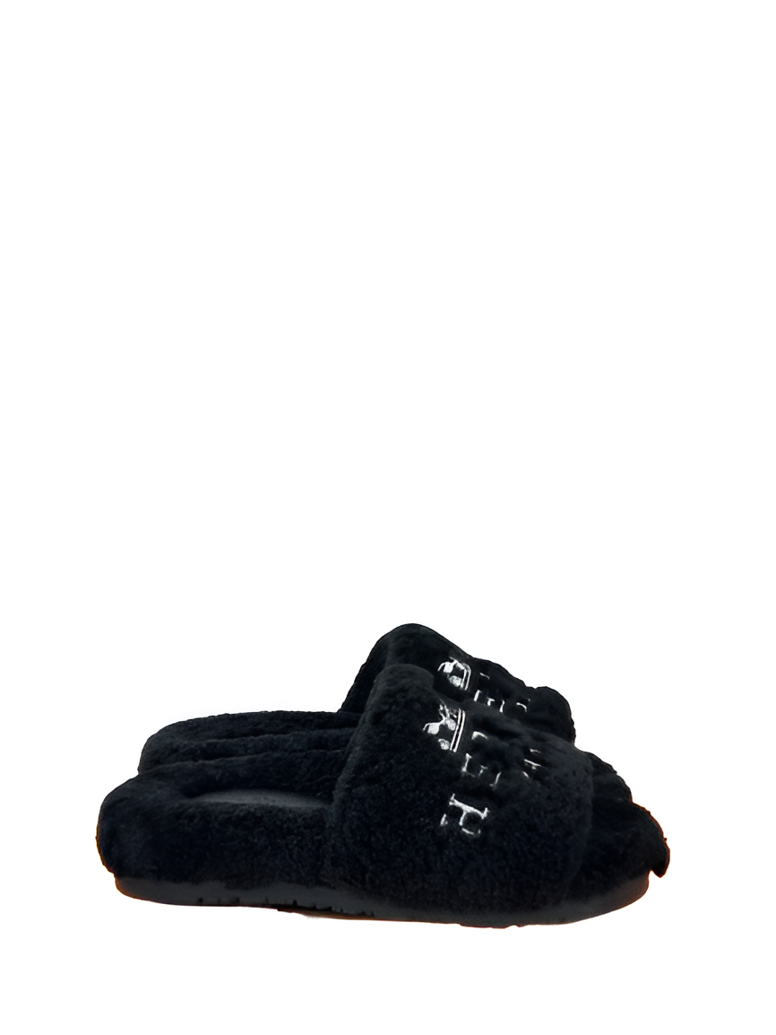 Hermes Women's Black Fleece Slippers