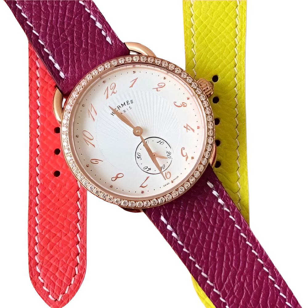 HERMÈS Multicolor Leather & Rose Gold Ladies Watch