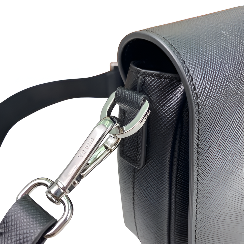 Prada Black Leather Crossbody Bag with Pouch