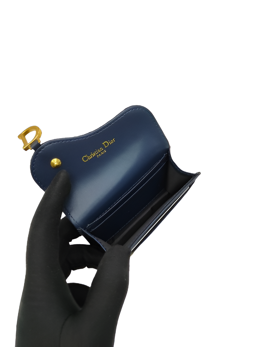 DIOR Navy Monogram Saddle Card Holder