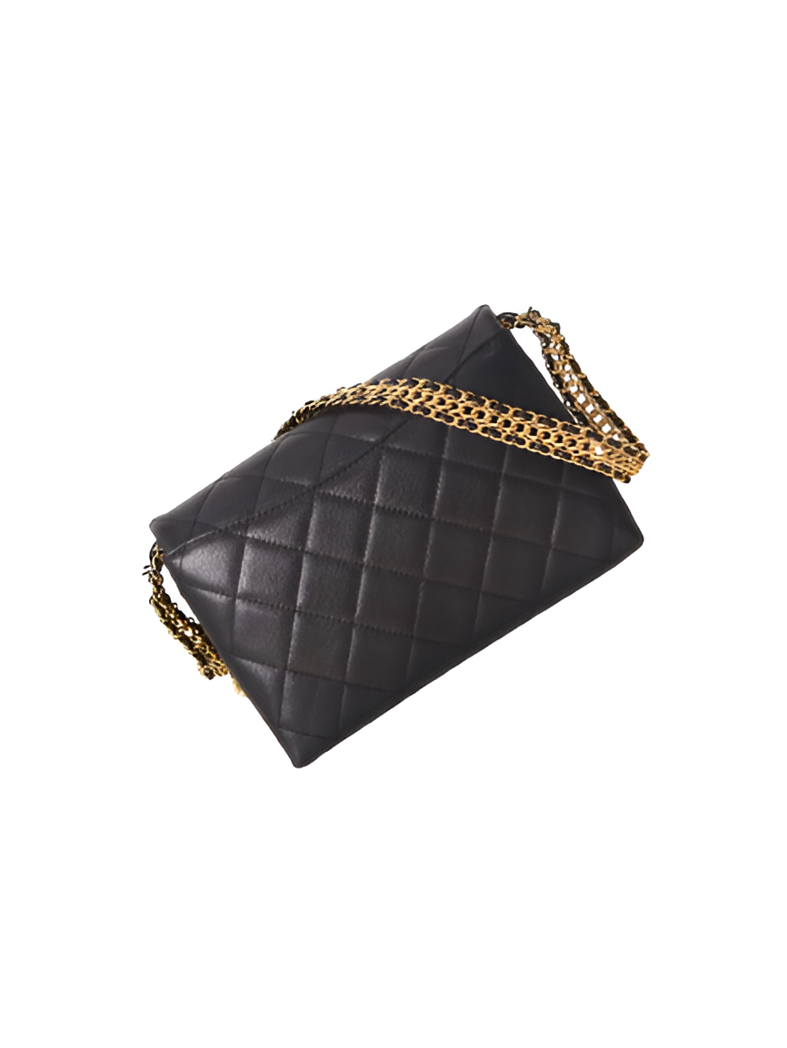 Chanel-Inspired Black Quilted Classic Bag with Gold Chain