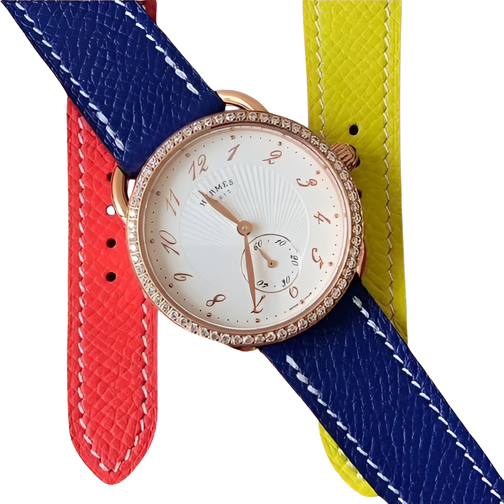 HERMÈS Multicolor Leather & Rose Gold Ladies Watch