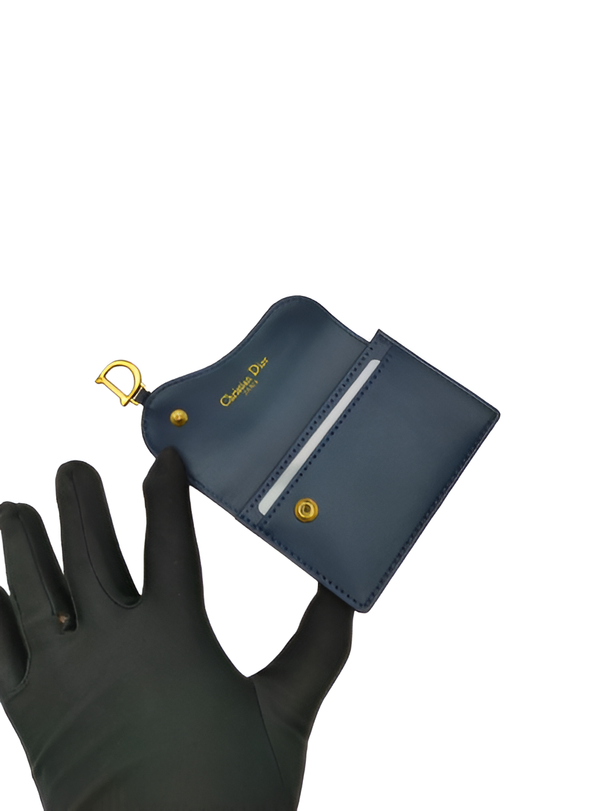 DIOR Navy Monogram Saddle Card Holder