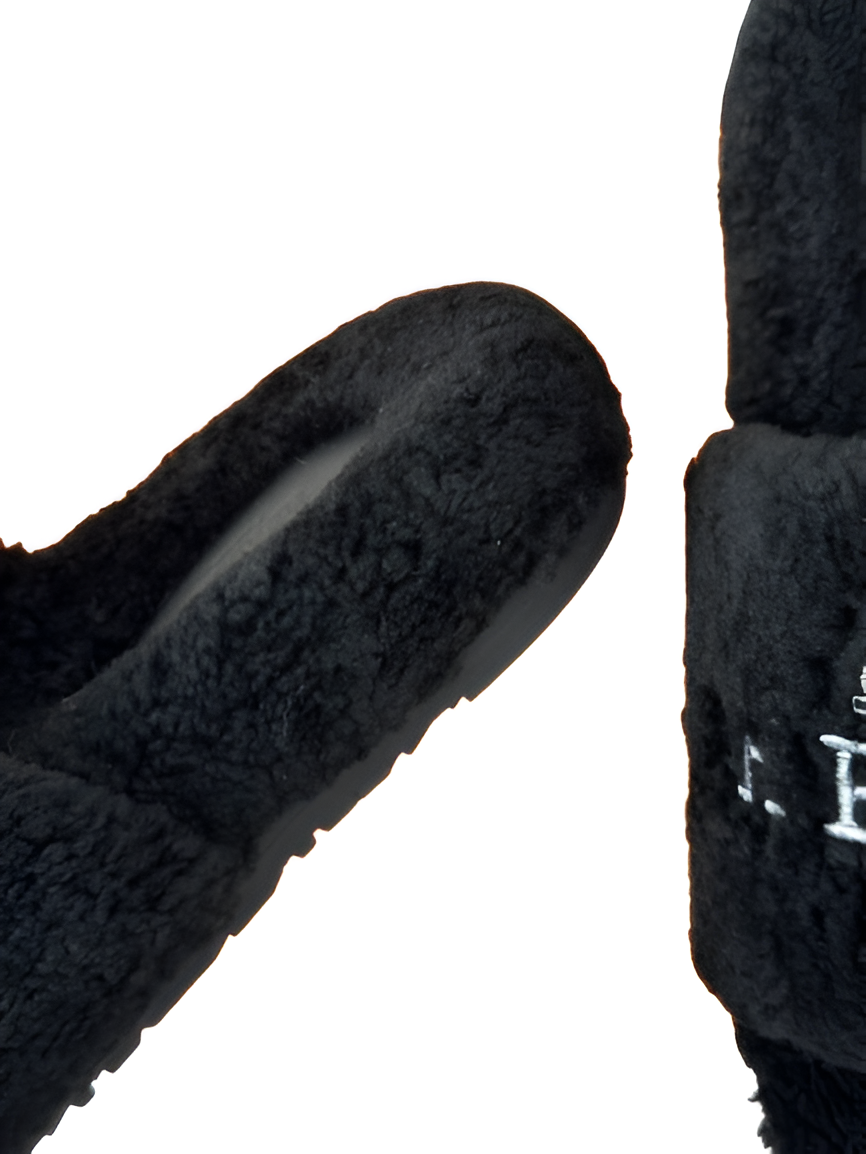 Hermes Women's Black Fleece Slippers
