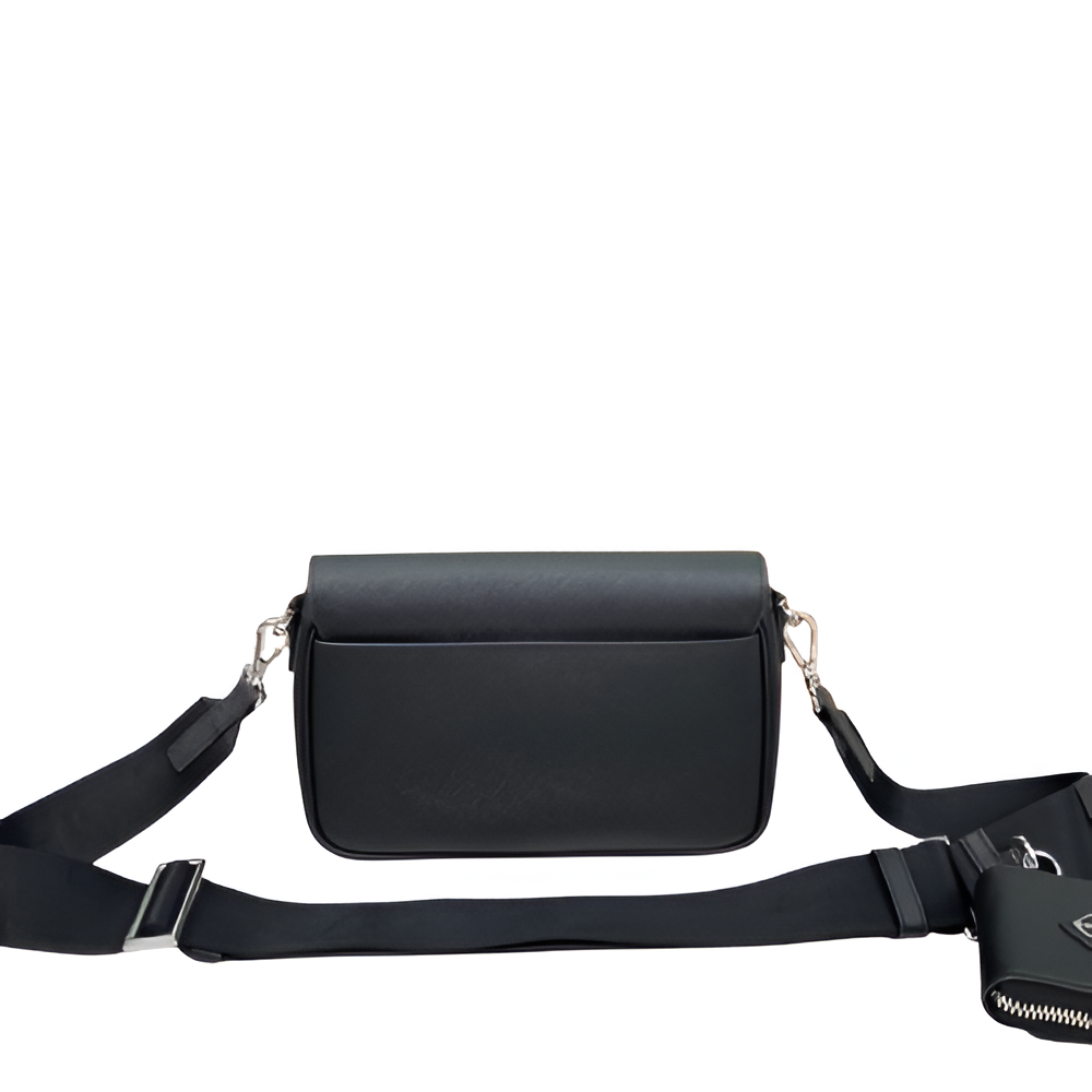 Prada Black Leather Crossbody Bag with Pouch