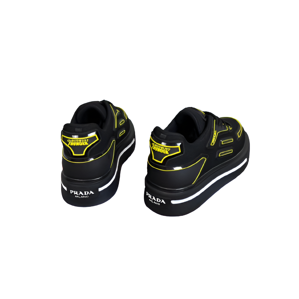 PRADA Men's Black-Yellow Neon Sneakers