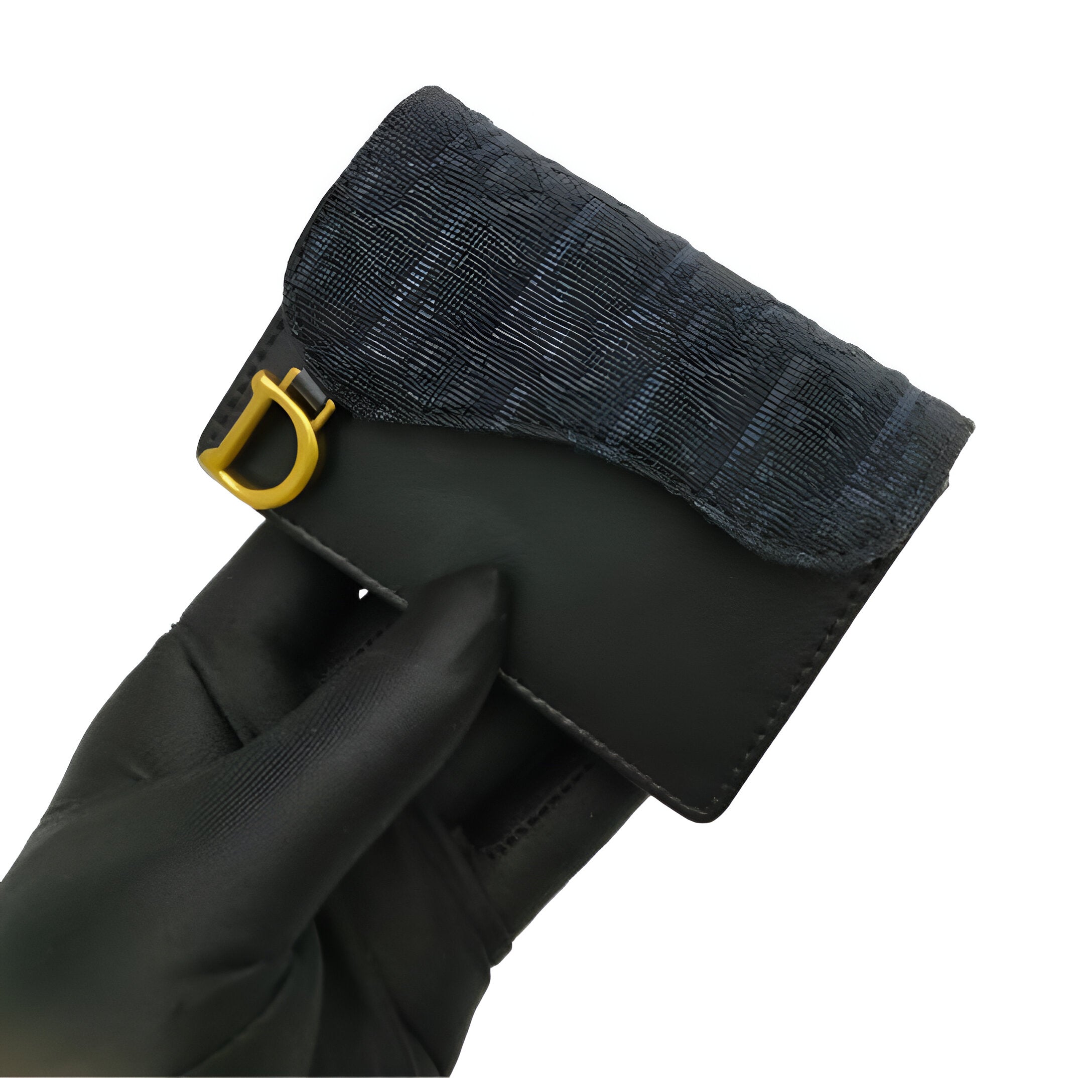 DIOR Black Monogram Saddle Card Holder