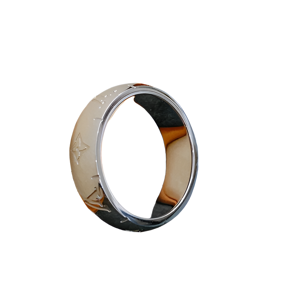 LV Monogram Band Ring - Silver