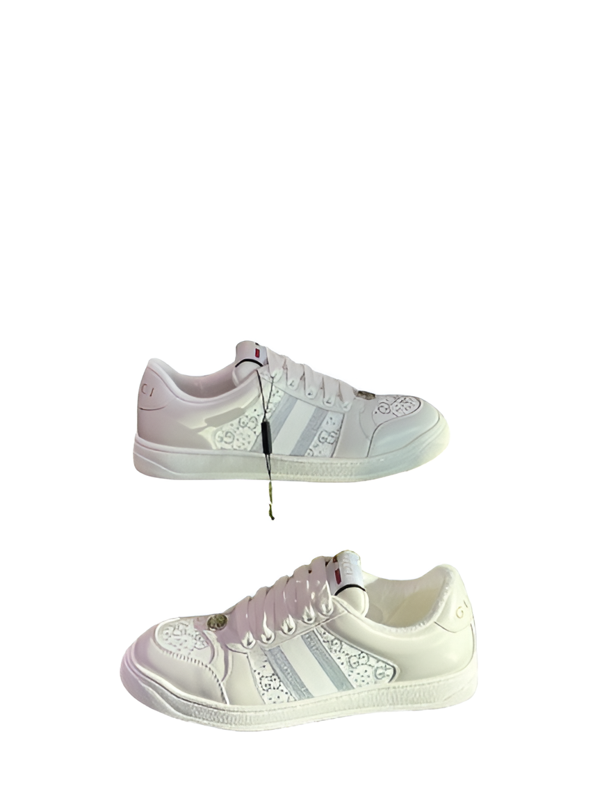 LV Men's White Sneakers with Embossed Logo