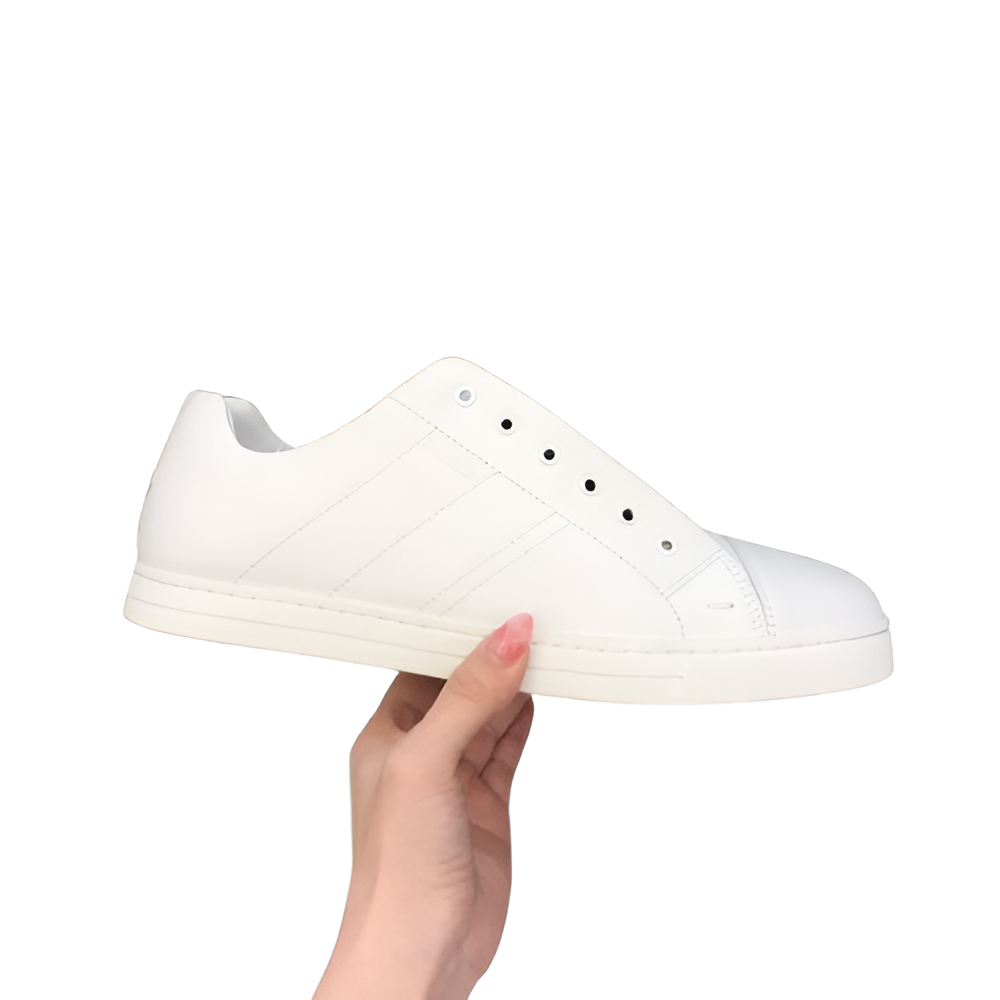 Fendi White Men's Sneakers with Signature Logo Strap