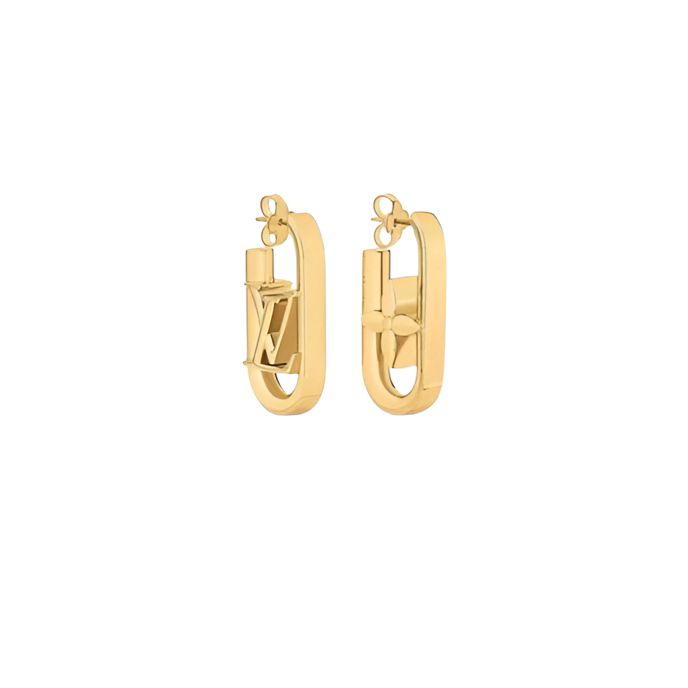 LV Safety Pin Earrings - Gold