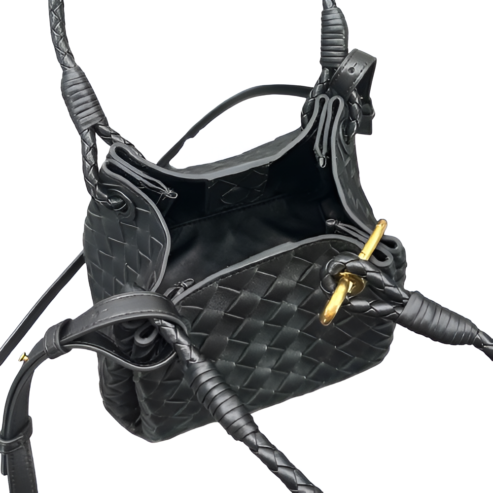 Bottega Black Woven Leather Bag