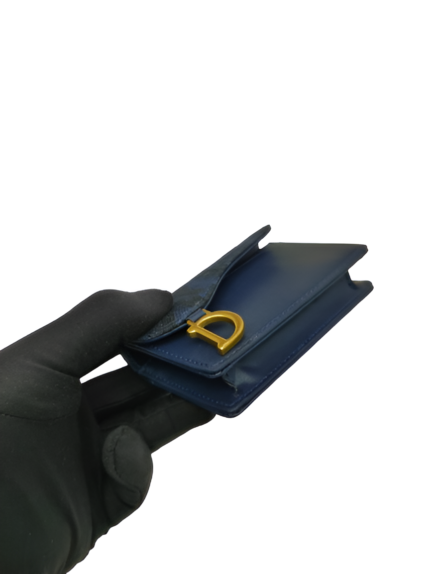 DIOR Black Monogram Saddle Card Holder