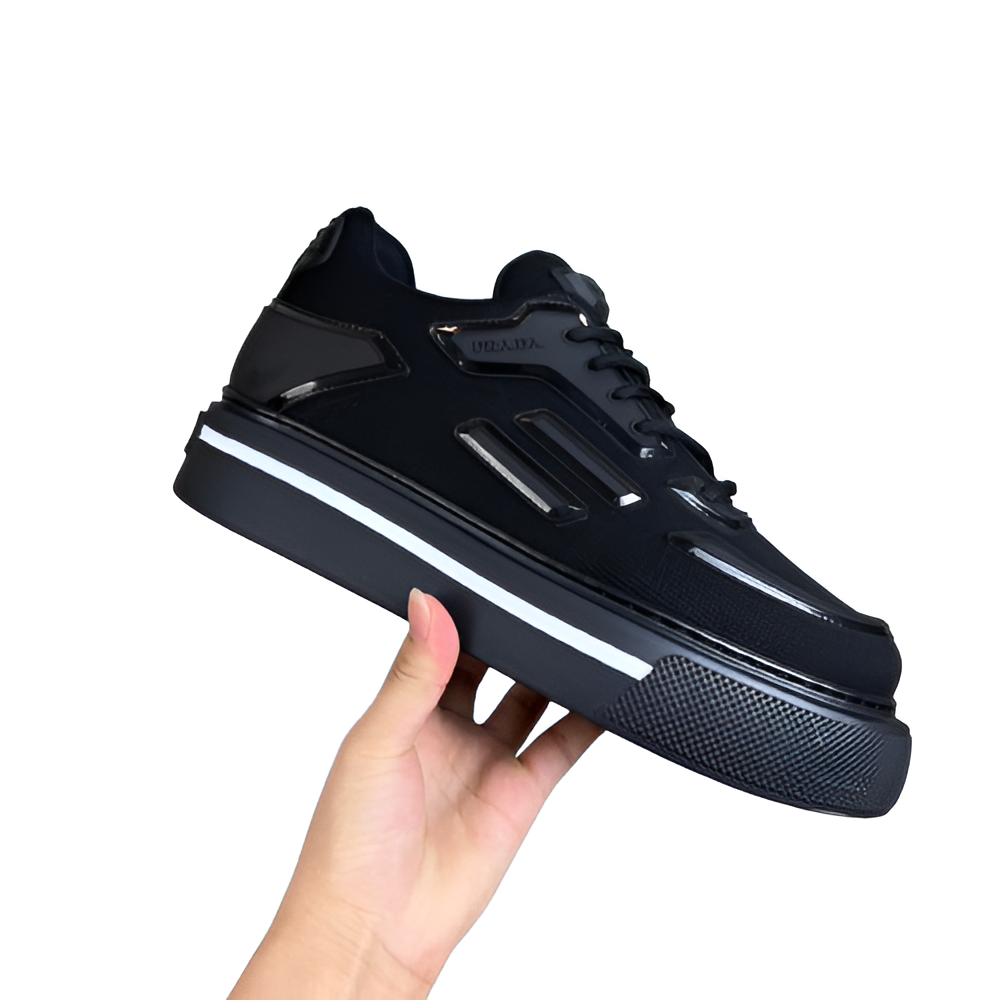 PRADA Men's Black Monochrome Sneakers