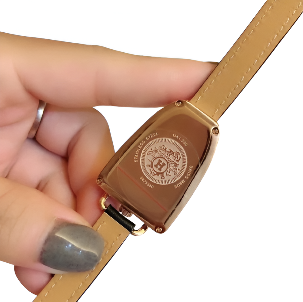 HERMÈS Black Leather & Rose Gold Ladies Watch