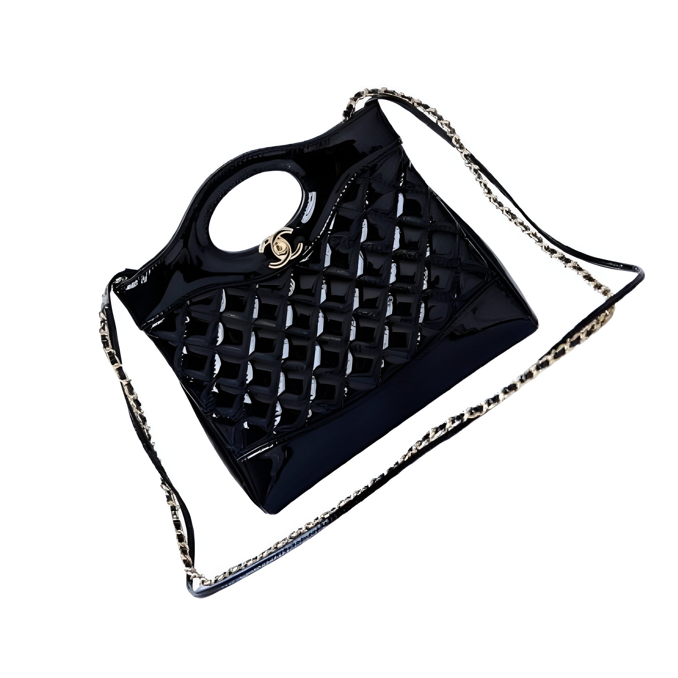 CHANEL Glossy Black Quilted Handbag