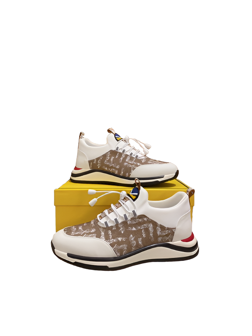 Fendi Men's Beige & White Casual Sneakers