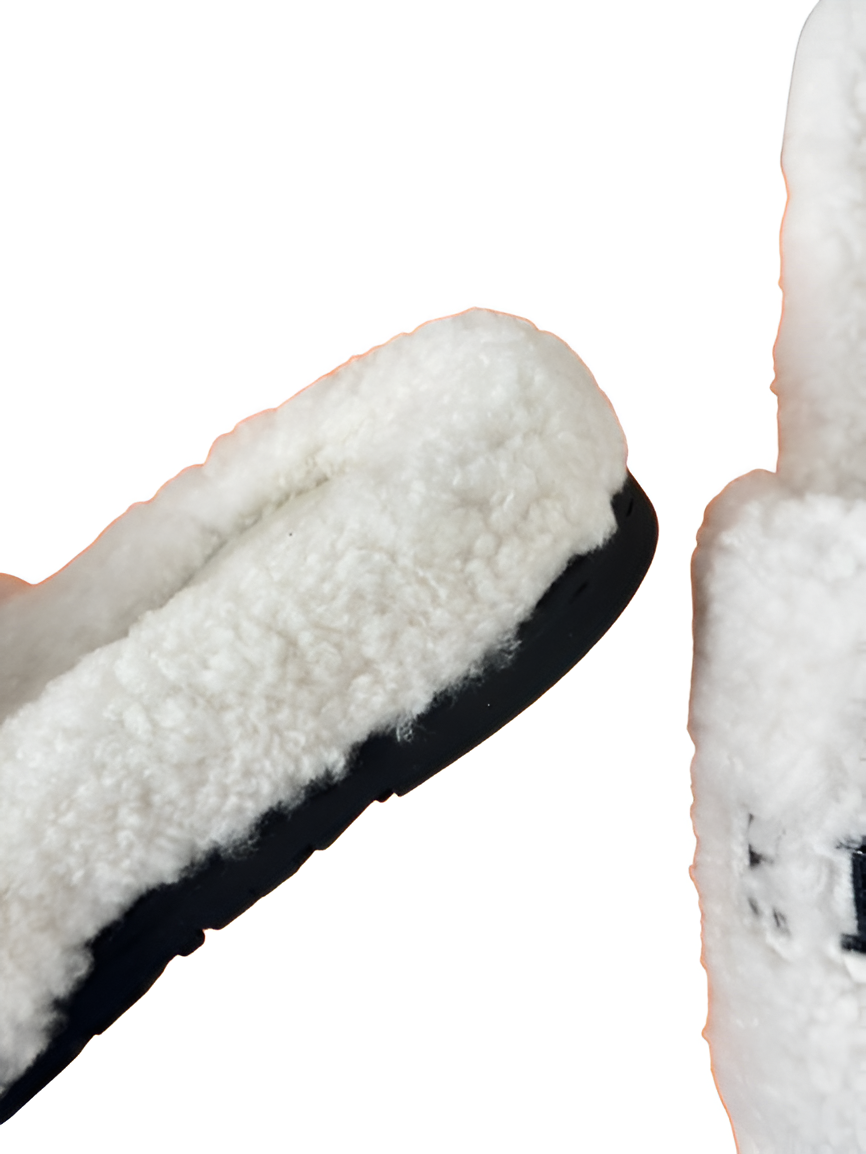 Hermes Women's White Fleece Slippers