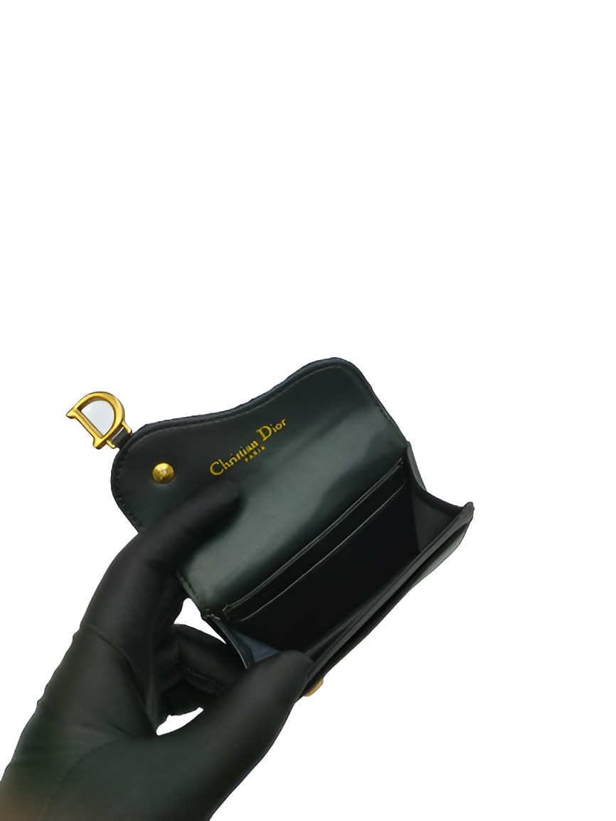 DIOR Black Monogram Saddle Card Holder